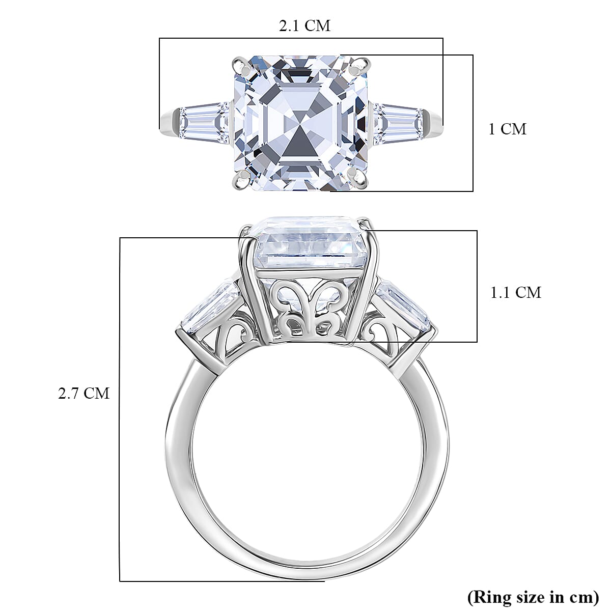 D'joy 5.6 Ct. Moissanite Solitaire Ring in Rhodium Sterling Silver V32701313 6