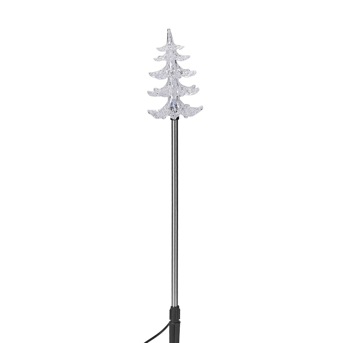 Set of 4 Solar Pine Tree Pattern Garden Stake Green LED Light 7592326 3