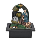 The Nativity Story Ball & Light Indoor Water Fountain with Multicolour LED Lights (USB Powered) - Brown, Green & Blue