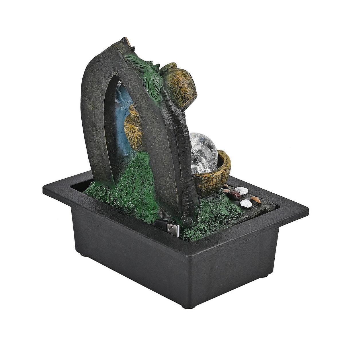 The Nativity Story Ball &amp; Light Indoor Water Fountain with Multicolour LED Lights (USB Powered) - Brown, Green &amp; Blue 7623568 3