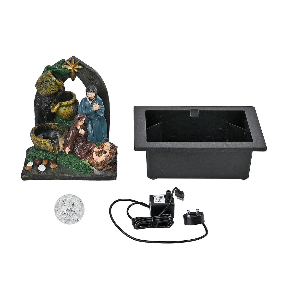 The Nativity Story Ball &amp; Light Indoor Water Fountain with Multicolour LED Lights (USB Powered) - Brown, Green &amp; Blue 7623568 5