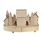 Rotating Plywood House with LED Light and Music (Battery 2AA, Excluded) - Multi