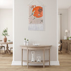 TJC Crane Bird Pattern Wall Hanging Tapestry with Tassel (Size 65x50x18 Cm) - Orange, Cream & Green