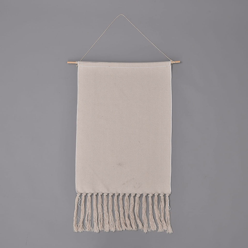 TJC Crane Bird Pattern Wall Hanging Tapestry with Tassel (Size 65x50x18 Cm) - Orange, Cream & Green