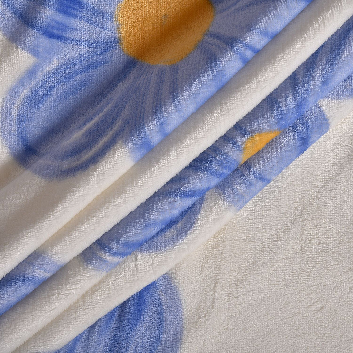 Floral Print Super Soft Fleece Blanket (200x150 cm) - Light Cream and Blue 7276515 6