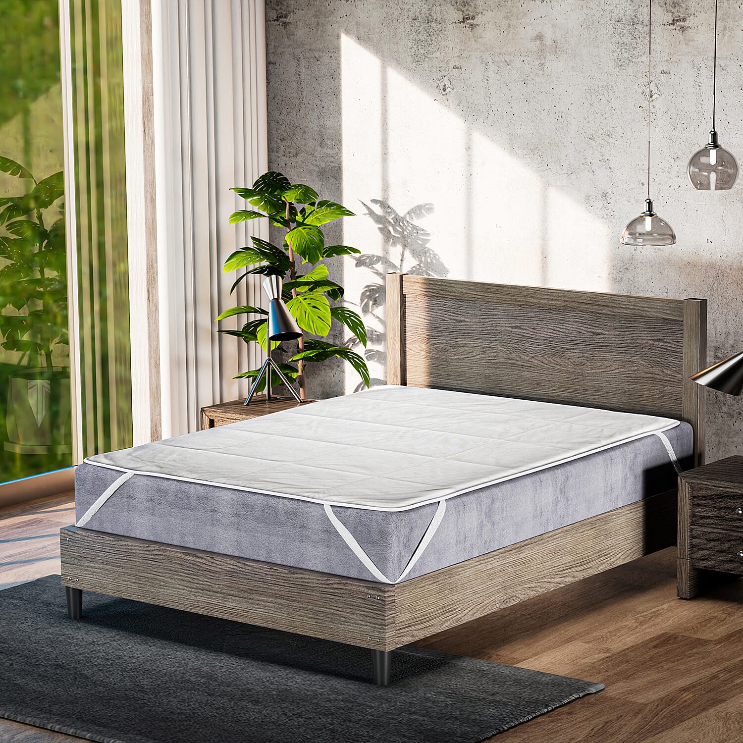 Luxury Edition - Teddy Fleece Quilted Mattress Enhancer - White Double 7594789 0