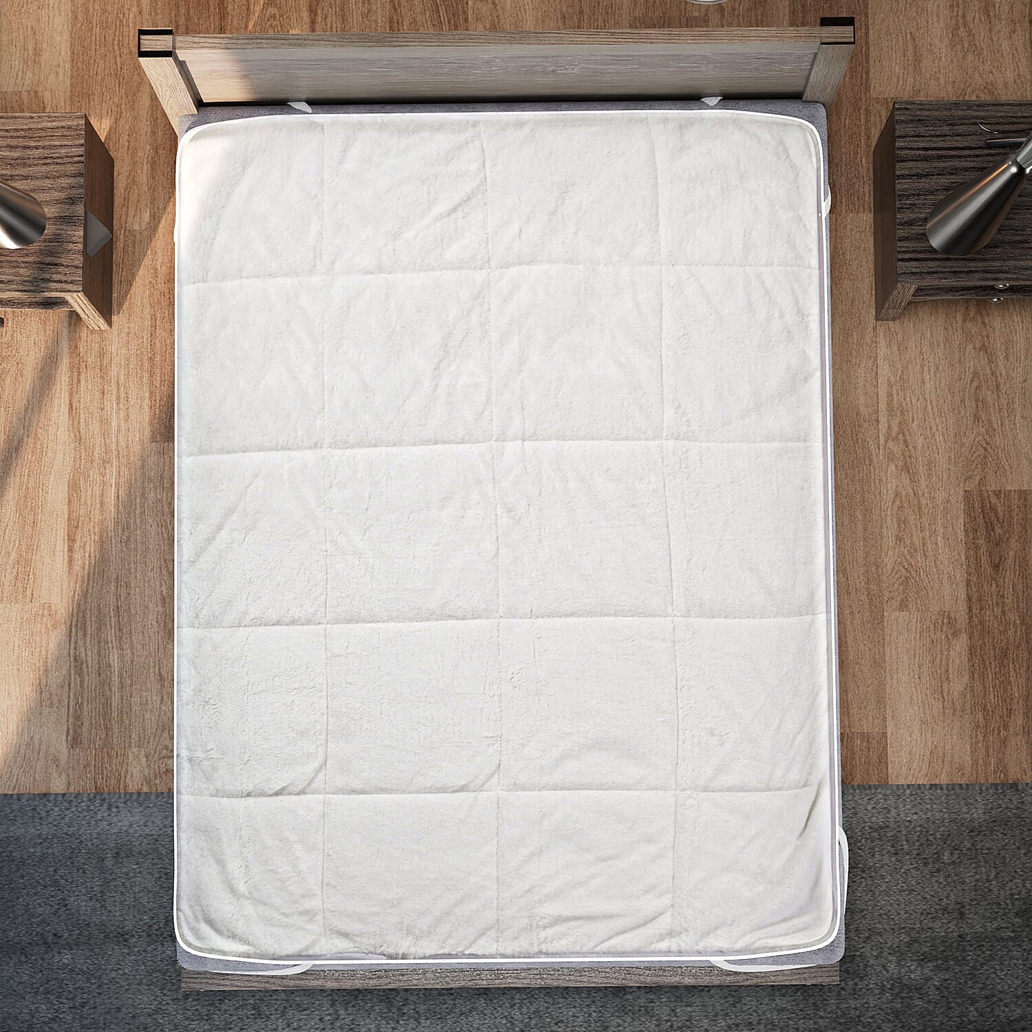 Luxury Edition - Teddy Fleece Quilted Mattress Enhancer - White Double 7594789 2