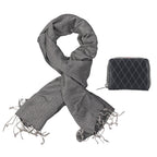 RFID Protected Leather Wallet and Stole (Size 195x68 Cm) - Grey