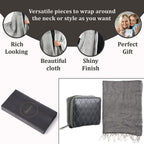 RFID Protected Leather Wallet and Stole (Size 195x68 Cm) - Grey