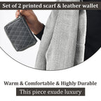 RFID Protected Leather Wallet and Stole (Size 195x68 Cm) - Grey