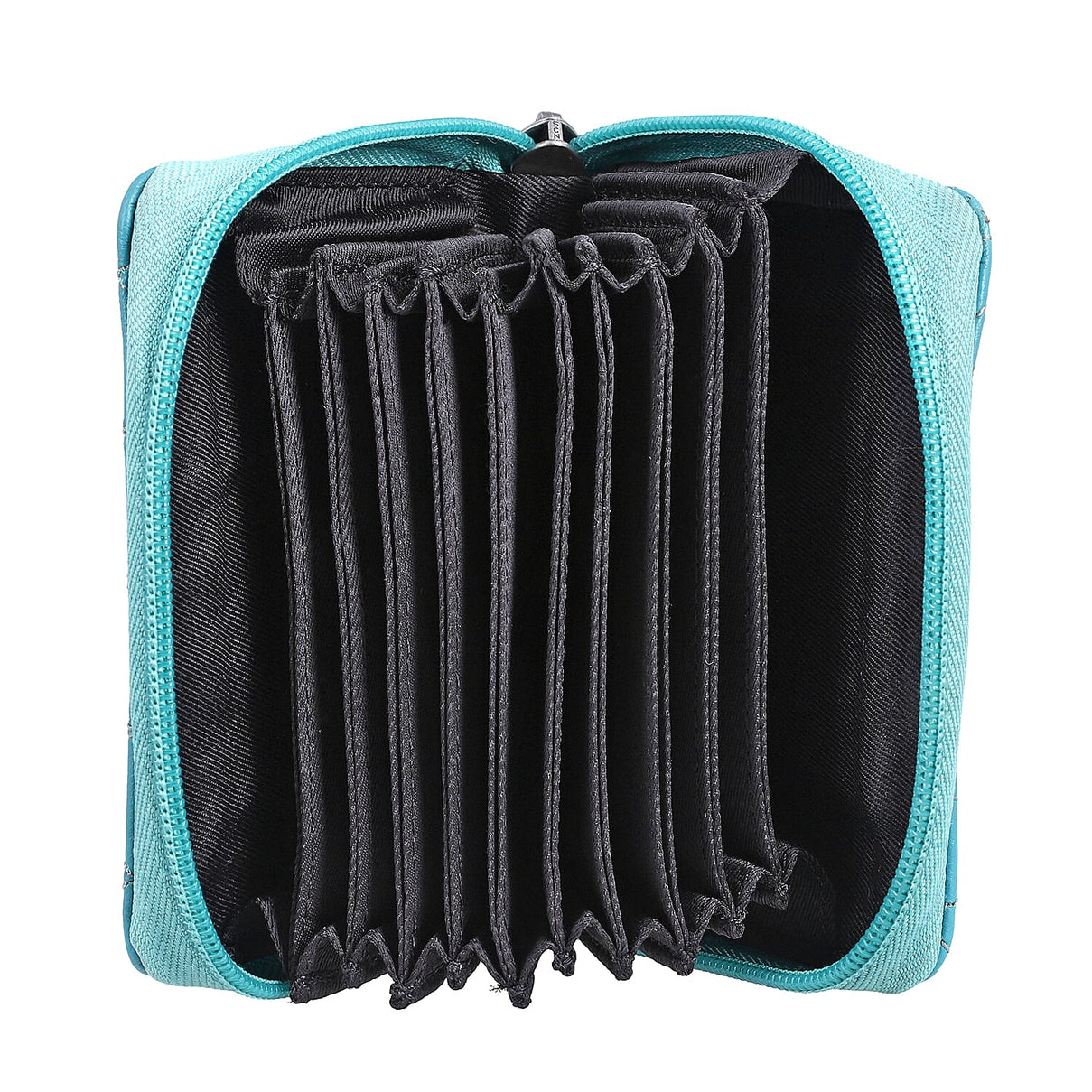 2 piece Set - Gift Box with RFID Protected Leather Wallet and Stole (Size 195x68 Cm) - Light Green and Teal 4007818 5