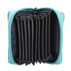 2 piece Set - Gift Box with RFID Protected Leather Wallet and Merino Wool Scarf set (Size 195x68 Cm) - Light Green - Teal