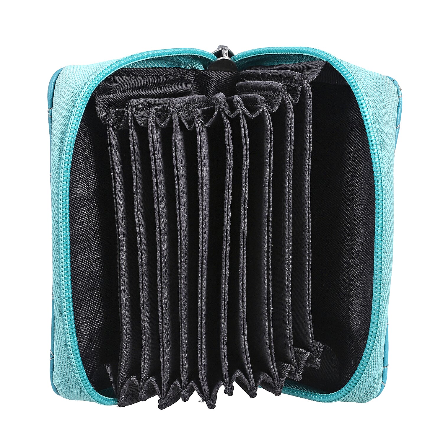 2 piece Set - Gift Box with RFID Protected Leather Wallet and Stole (Size 195x68 Cm) - Light Green and Teal 4007818 5