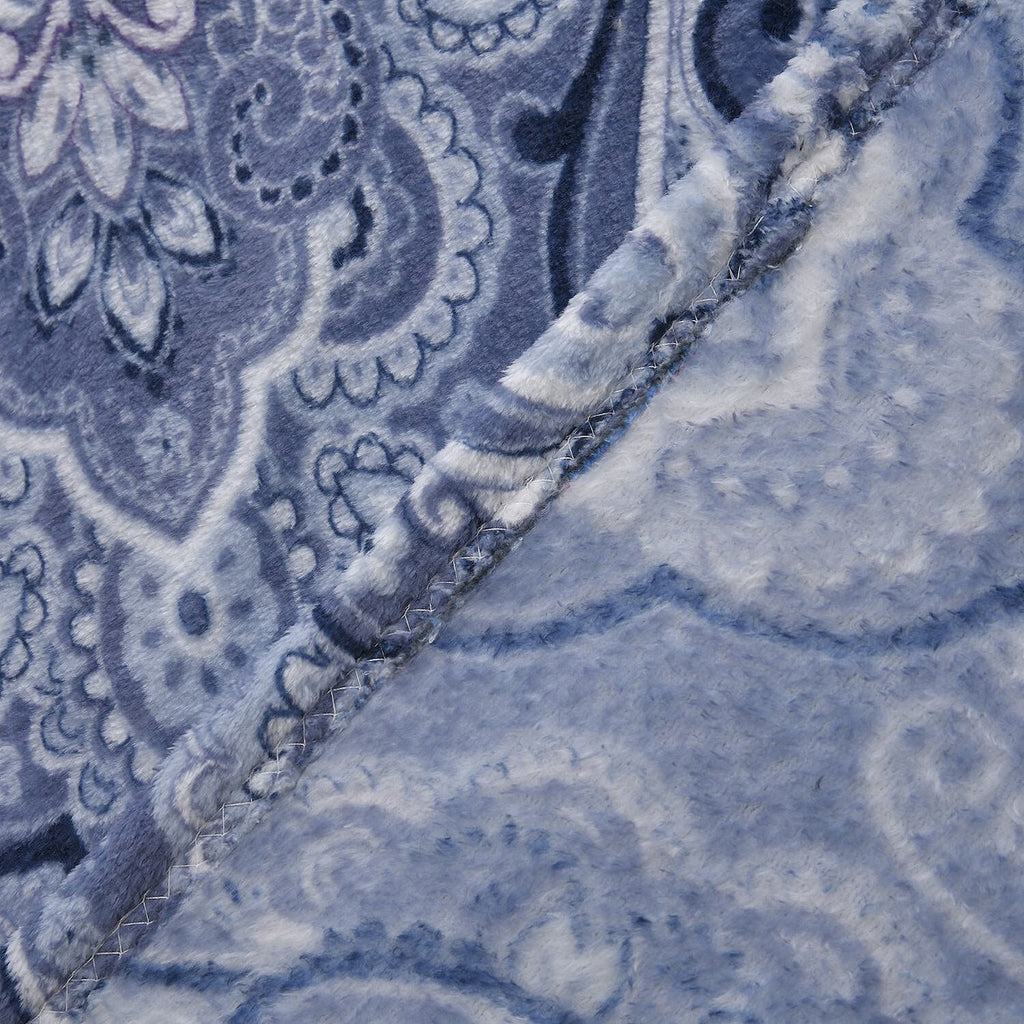 TJC Intricate Pattern Microfiber Blanket (Size 200x150 Cm) - Stone Blue