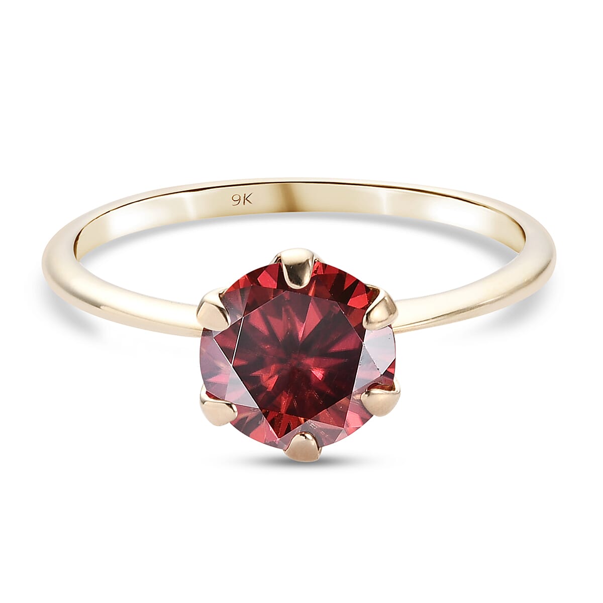 TJC Launch- 9K Yellow Gold Red Moissanite Solitaire Ring 1.72 Ct. 8964494 0
