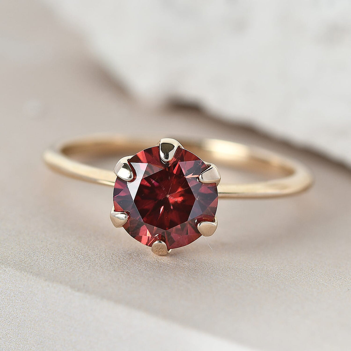 TJC Launch- 9K Yellow Gold Red Moissanite Solitaire Ring 1.72 Ct. 8964494 2