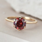 9K Yellow Gold Red Moissanite Solitaire Ring 1.72 Ct.