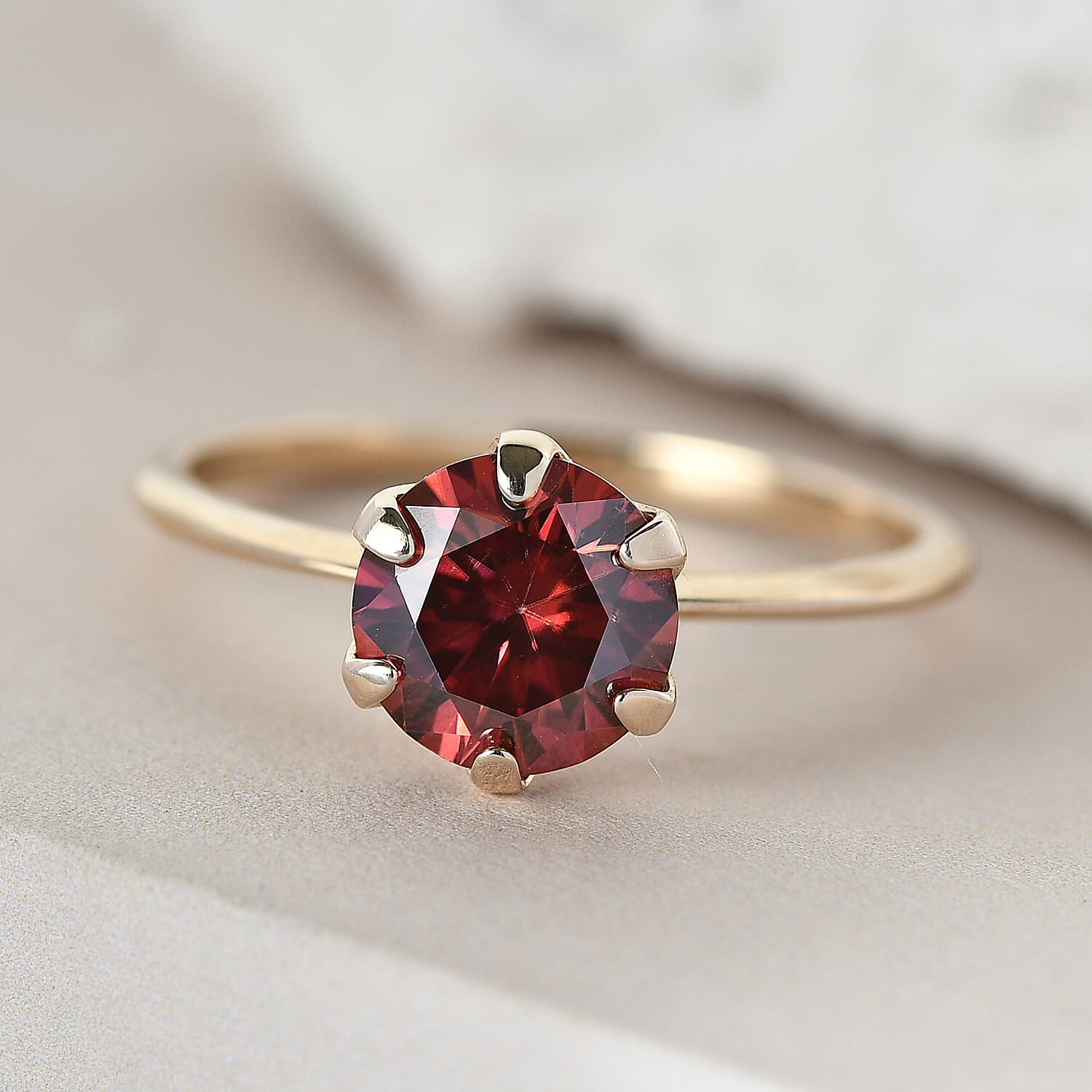 TJC Launch- 9K Yellow Gold Red Moissanite Solitaire Ring 1.72 Ct. 8964494 2