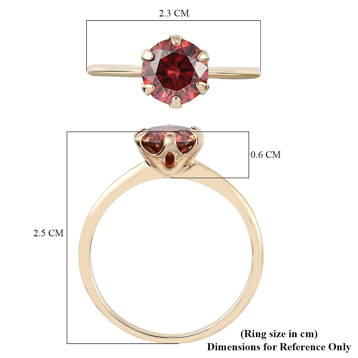 TJC Launch- 9K Yellow Gold Red Moissanite Solitaire Ring 1.72 Ct. 8964494 6