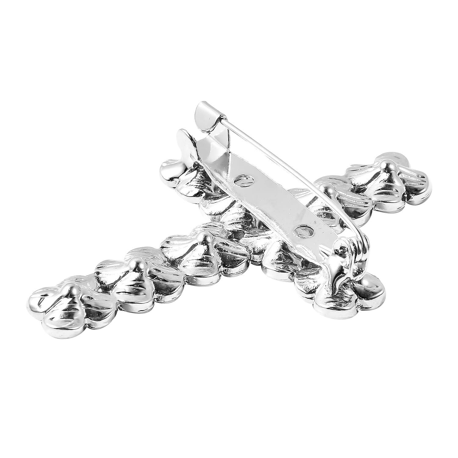TJC Poppy Design - Black Austrian Crystal Enamelled Poppy Flower Cross Brooch in Silver Tone 3664527 4