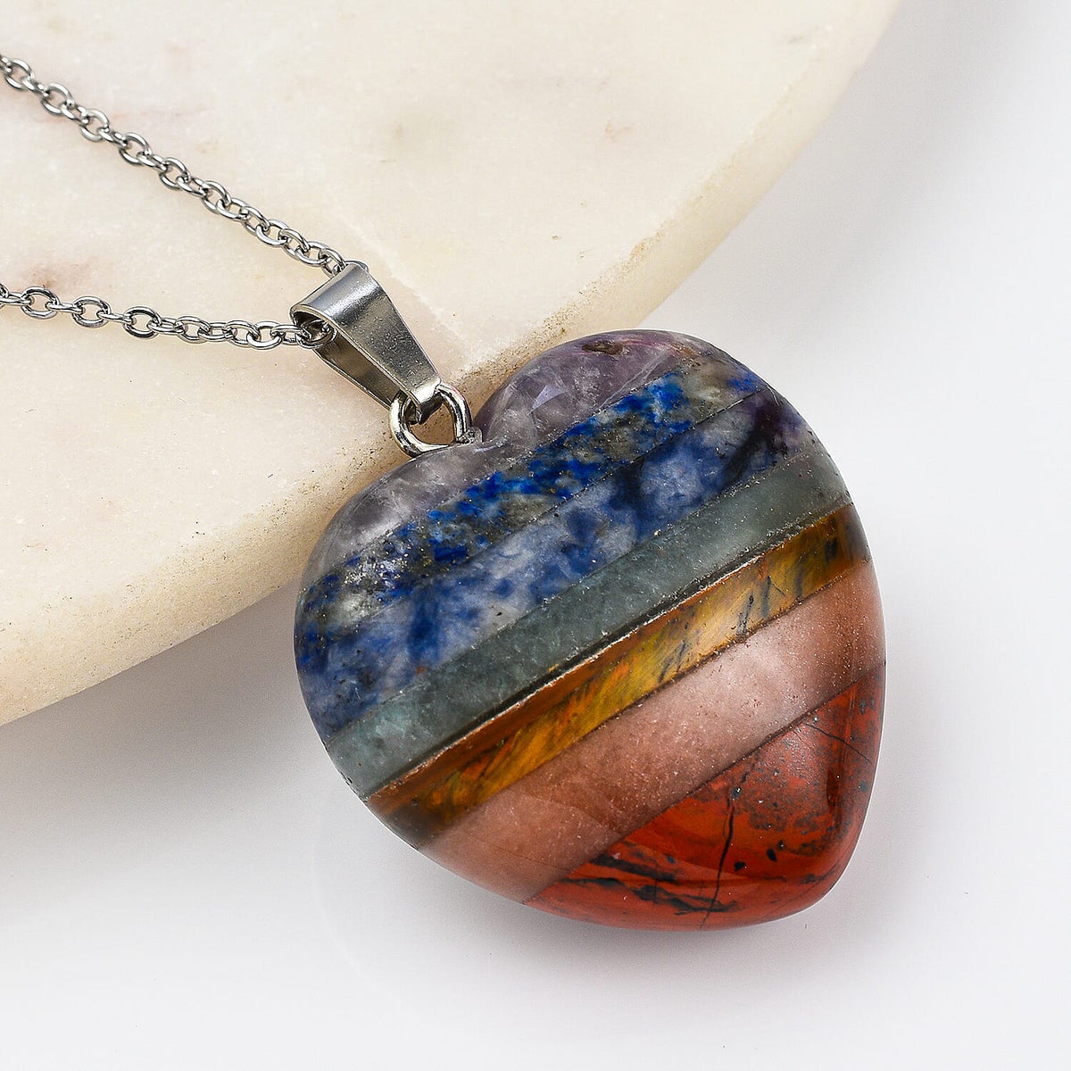 Seven Chakras Multi Gemstone Pendant with 20 inch Chain 4122131 2
