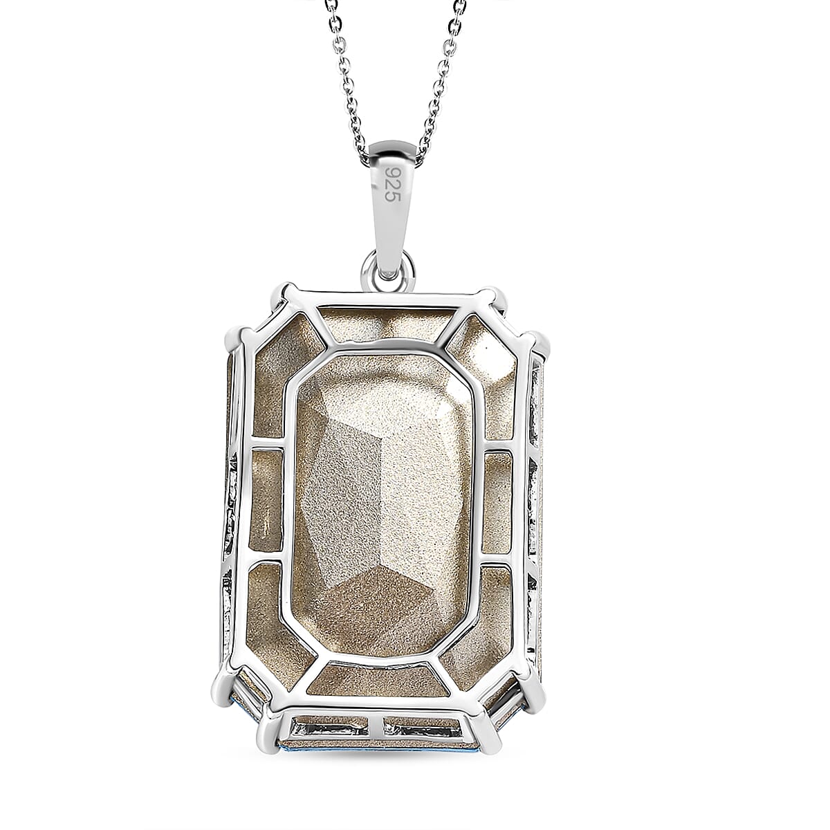 Aquamarine Austrian Crystal Pendant with Chain (Size 20) in Platinum Overlay Sterling Silver 4165702 4