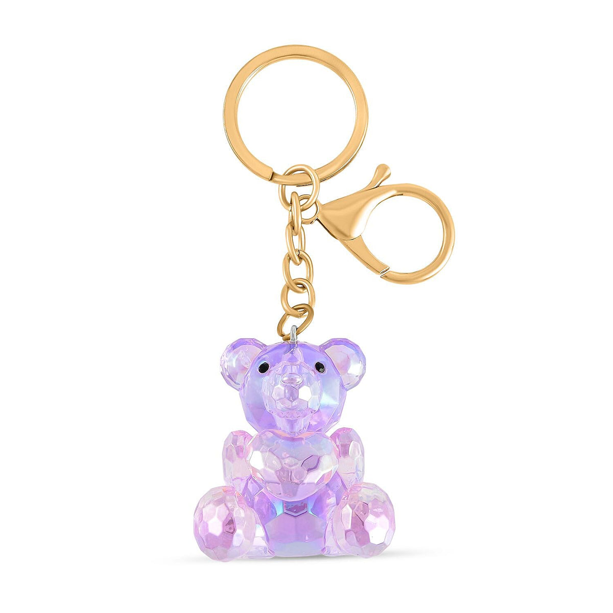 Set of 2 - Black &amp; Multi Colour Austrian Crystal Bear &amp; Cat Keychain in Yellow Gold Tone V32637233 3