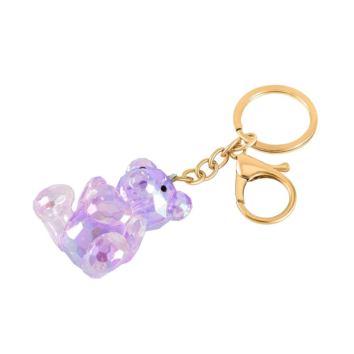 Set of 2 - Black &amp; Multi Colour Austrian Crystal Bear &amp; Cat Keychain in Yellow Gold Tone V32637233 4
