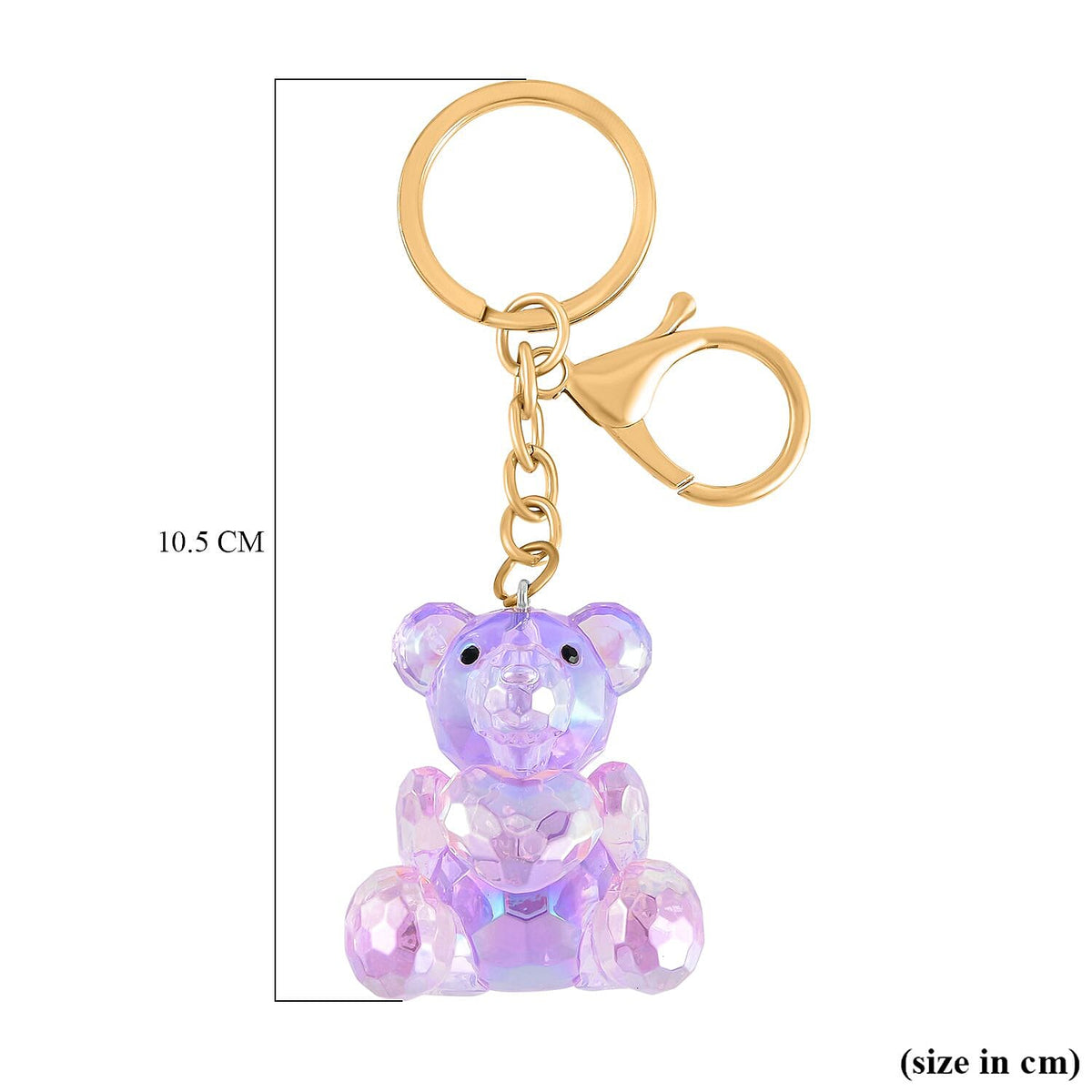 Set of 2 - Black &amp; Multi Colour Austrian Crystal Bear &amp; Cat Keychain in Yellow Gold Tone V32637233 5