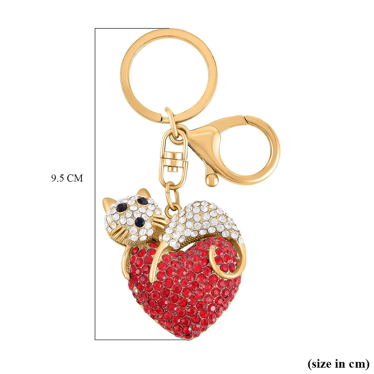 Set of 2 - Black &amp; Multi Colour Austrian Crystal Bear &amp; Cat Keychain in Yellow Gold Tone V32637233 8