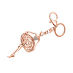 Set of 2 - White Austrian Crystal Ballerina Dancer & Pouch Keychain in Yellow Gold Tone