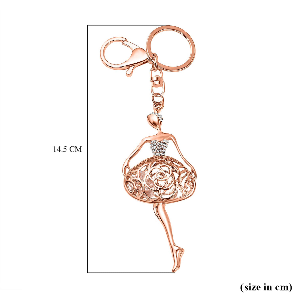 Set of 2 - White Austrian Crystal Ballerina Dancer &amp; Pouch Keychain in Yellow Gold Tone 4177507 5