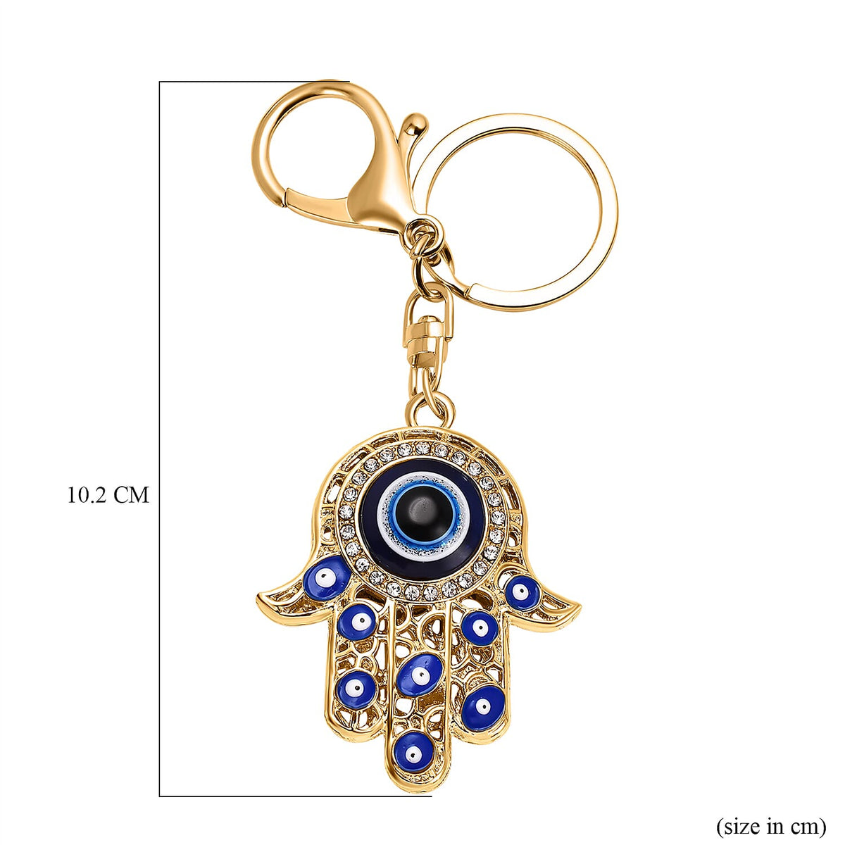 Set of 2 - White Austrian Crystal Evil Eye Keychain in Yellow Gold Tone 4177549 8