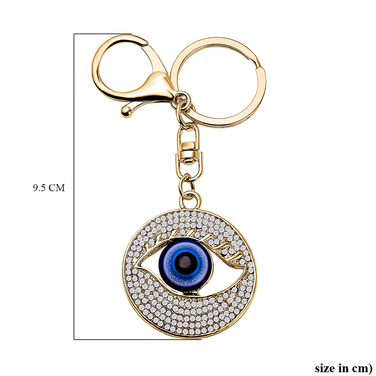 Set of 2 - White Austrian Crystal Evil Eye &amp; Bird Keychain in Yellow Gold Tone 4177552 5