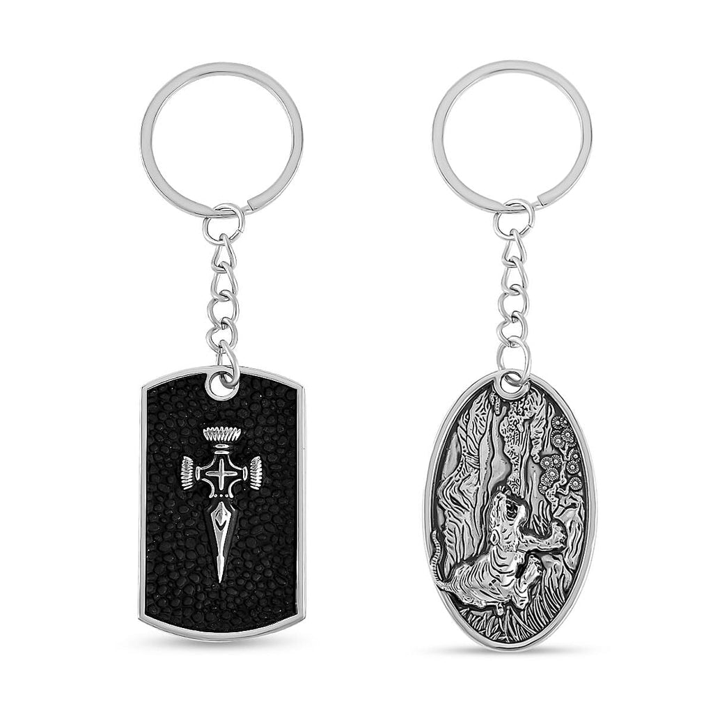 Set of 2 -  Vintage Designer Keychain in Silver Tone