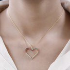 Multi Sapphire Heart Pendant with Chain (Size 20) in 18K Vermeil Yellow Gold Plated Sterling Silver 1.60 Ct