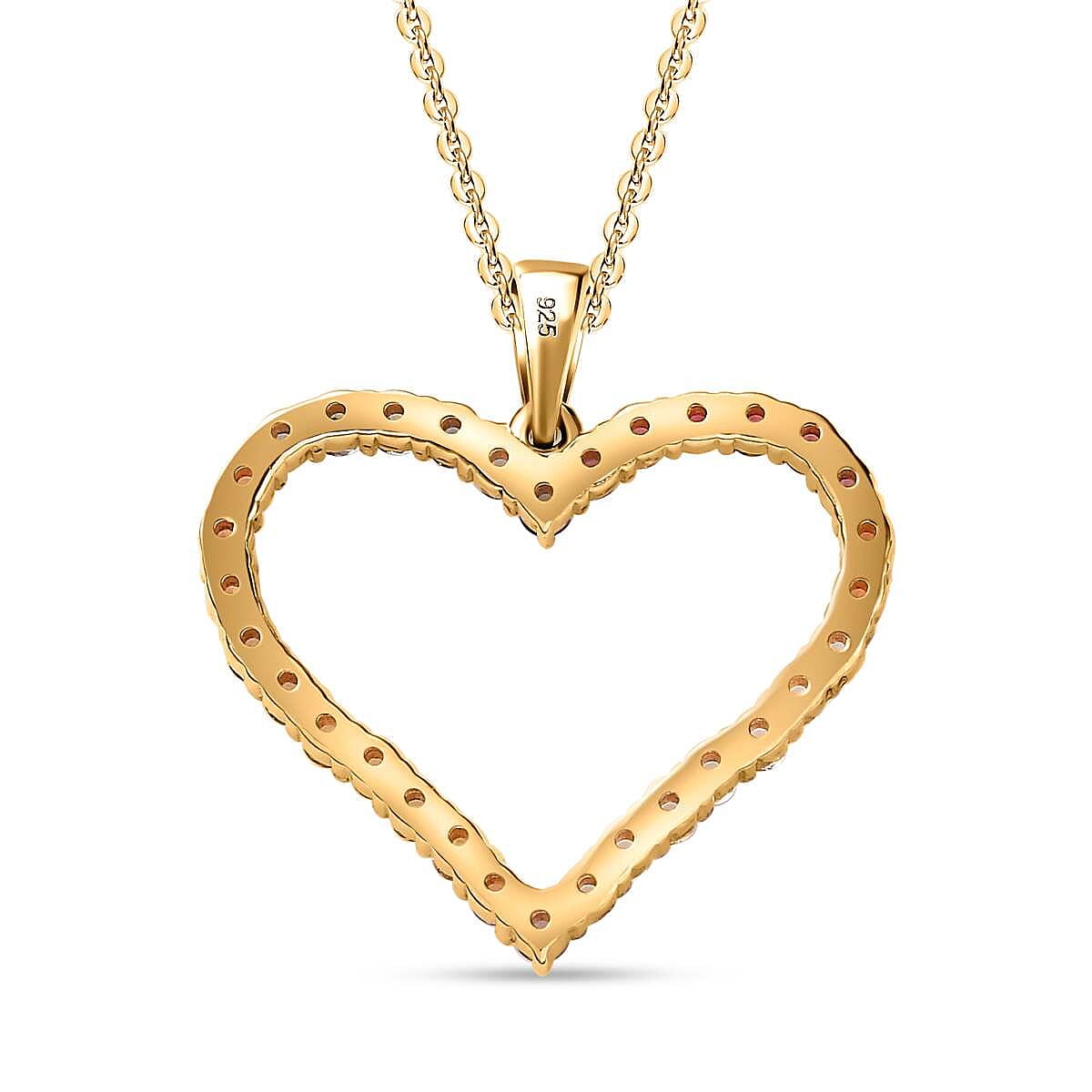 Multi Sapphire Heart Pendant with Chain (Size 20) in 18K Vermeil Yellow Gold Plated Sterling Silver 1.60 Ct 4207126 4