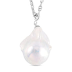 5th Avenue Closeout - White Baroque Pearl Necklace in Platinum Overlay Sterling Silver with Mariner Chain (Size - 20 )