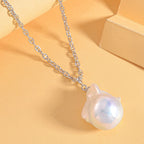 5th Avenue Closeout - White Baroque Pearl Necklace in Platinum Overlay Sterling Silver with Mariner Chain (Size - 20 )