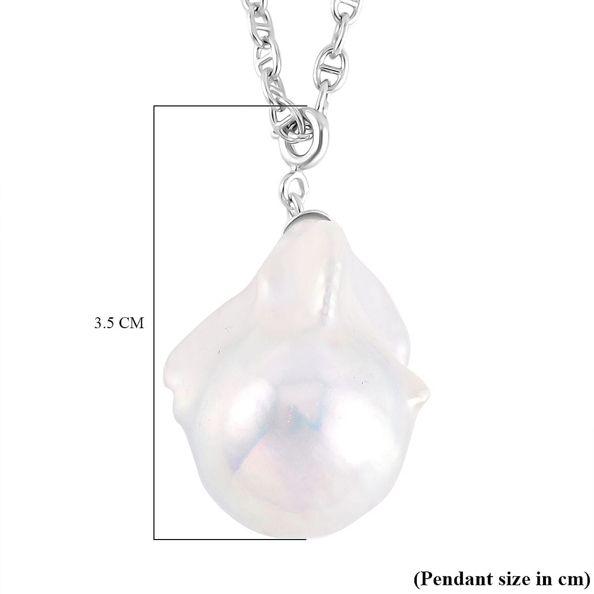 White Baroque Pearl Necklace in Platinum Overlay Sterling Silver with Mariner Chain (Size - 20 ) 4215261 5