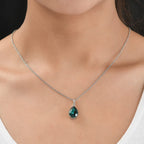 Emerald Finest Austrian Crystal Platinum Overlay Sterling Silver Solitaire Pendant with Stainless Steel Chain 4.85 Ct.