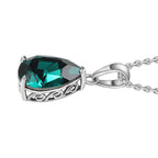 Emerald Finest Austrian Crystal Platinum Overlay Sterling Silver Solitaire Pendant with Stainless Steel Chain 4.85 Ct.