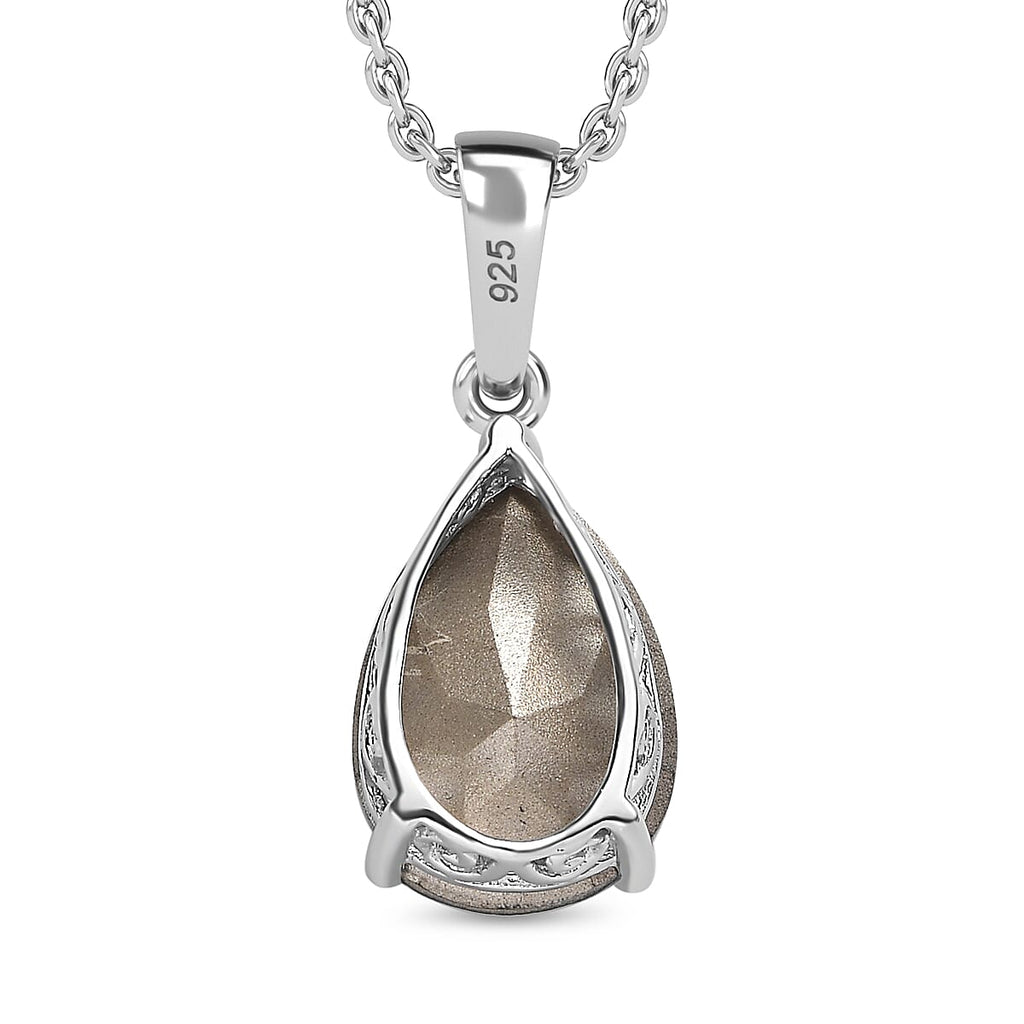 Emerald Finest Austrian Crystal Platinum Overlay Sterling Silver Solitaire Pendant with Stainless Steel Chain 4.85 Ct.