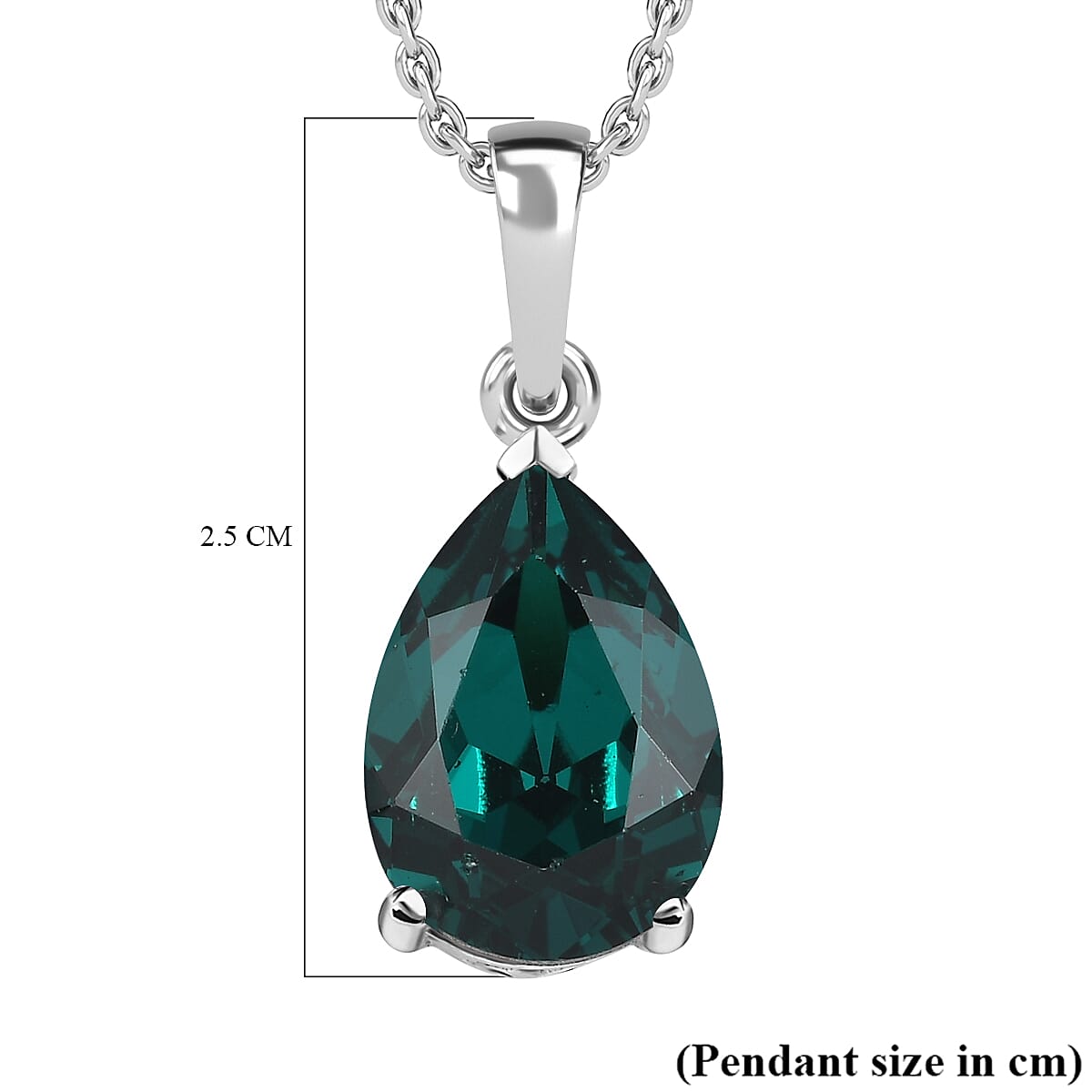 Emerald Finest Austrian Crystal Platinum Overlay Sterling Silver Solitaire Pendant with Stainless Steel Chain 4.85 Ct. 4226163 5