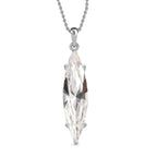White Finest Austrian Crystal Platinum Overlay Sterling Silver Solitaire Pendant with Stainless Steel Chain (Size 20)