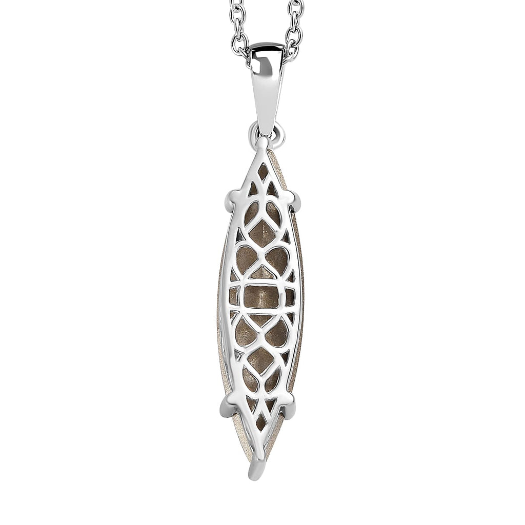 White Finest Austrian Crystal Platinum Overlay Sterling Silver Solitaire Pendant with Stainless Steel Chain (Size 20)