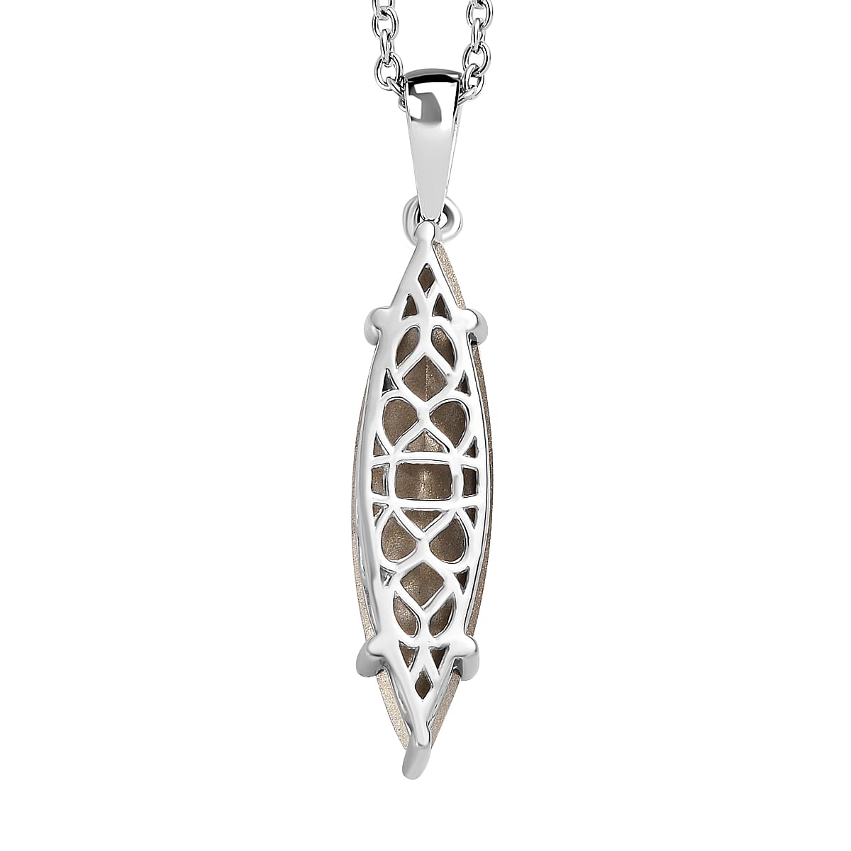 White Finest Austrian Crystal Platinum Overlay Sterling Silver Solitaire Pendant with Stainless Steel Chain (Size 20) 4226830 4