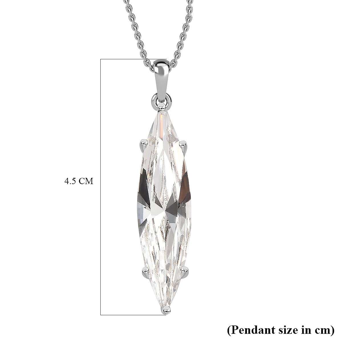 White Finest Austrian Crystal Platinum Overlay Sterling Silver Solitaire Pendant with Stainless Steel Chain (Size 20) 4226830 5