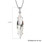 White Finest Austrian Crystal Platinum Overlay Sterling Silver Solitaire Pendant with Stainless Steel Chain (Size 20)