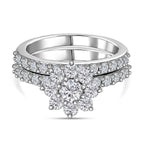 Set of 2 - Moissanite Floral Ring in Platinum Overlay Sterling Silver 1.33 Ct.